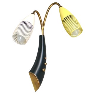 Brass, Yellow, Beige and Black Wall Lamp Set from Gebrüder Cosack, 1950s, Set of 8 For Sale