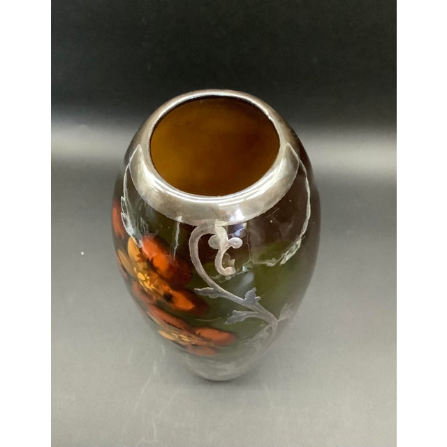 Art Nouveau 1910s Louwelsa Weller Silver Overlay Vase, Unsigned For Sale - Image 3 of 9