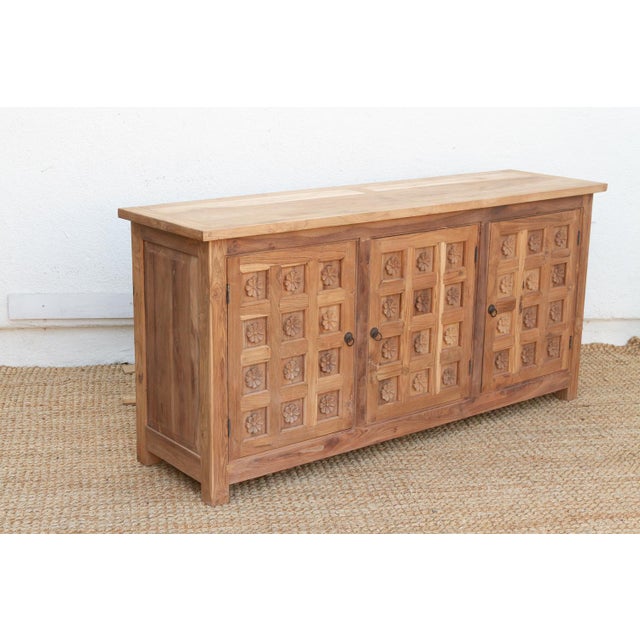 Reclaimed Teak Lotus Flower Sideboard For Sale - Image 9 of 11