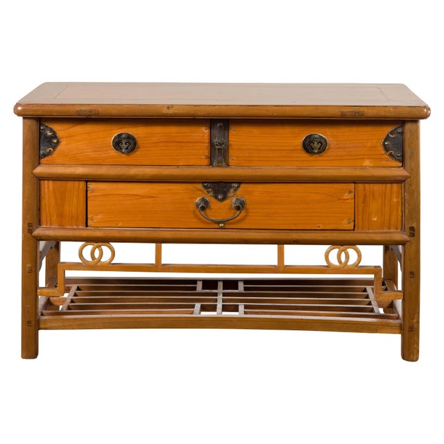Chinese Early 20th Century Sideboard with Three Drawers and Natural Finish For Sale - Image 13 of 13