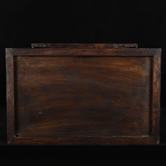 Brown Huali Rosewood Carved Shrine Cabinet With Lotus Motif For Sale - Image 8 of 9