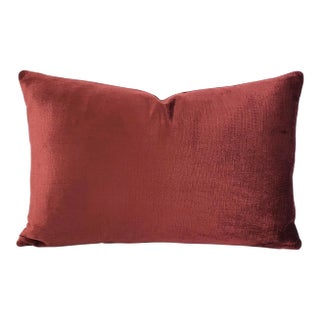 Contemporary Solid Burgundy Red Velvet Lumbar Pillow Cover For Sale
