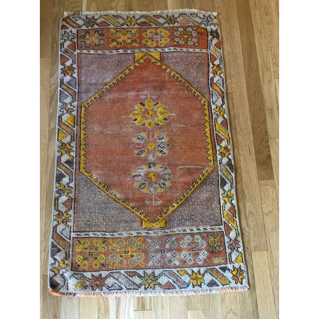 Vintage Hand Knotted Turkish Oushak Rug - 2′2″ × 3′8″ For Sale - Image 4 of 4