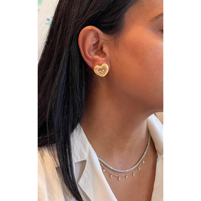 Gold Chopard Happy Floating Diamonds Heart Clip On 18 Karat Yellow Gold Earrings, A Pair For Sale - Image 8 of 15