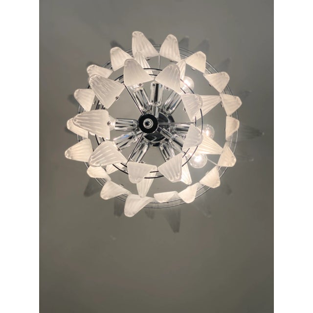 2020s Contemporary Sanded “Palmette” Murano Glass Chandelier For Sale - Image 5 of 13