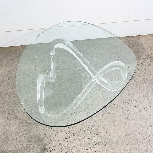 Attributed to Charles Hollis Jones Infinity coffee table in lucite and glass. Fantastic example. Unsigned.