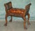 Fully restored late victorian carved mahogany leather window seat duet stool circa 1890 p a superb and highly decorative...