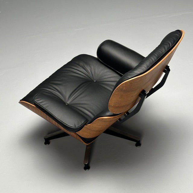 Black Charles & Ray Eames, Mid-Century Modern, Eames Lounge Chair, Black Leather, Wood For Sale - Image 8 of 10