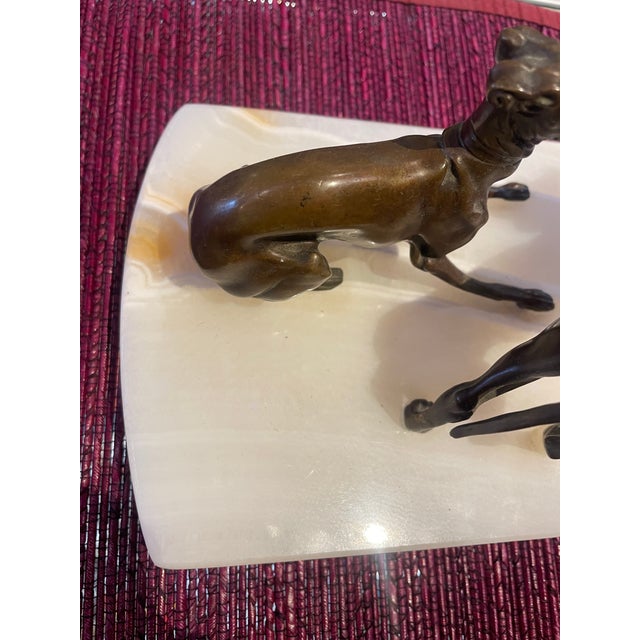 Bronze 1910s Antique Bronze Sculpture of Two Greyhounds Playing on Onyx Base After Mene For Sale - Image 8 of 8