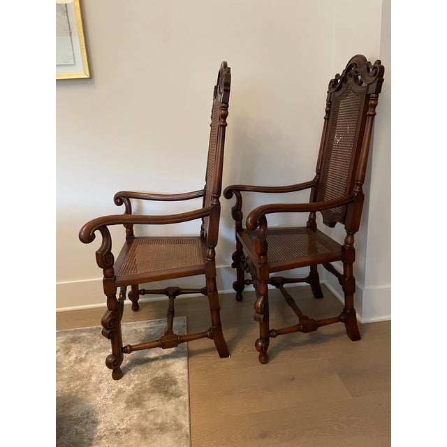 Pair Carved Oak Throne Chair Antique Hall Chairs For Sale - Image 4 of 12