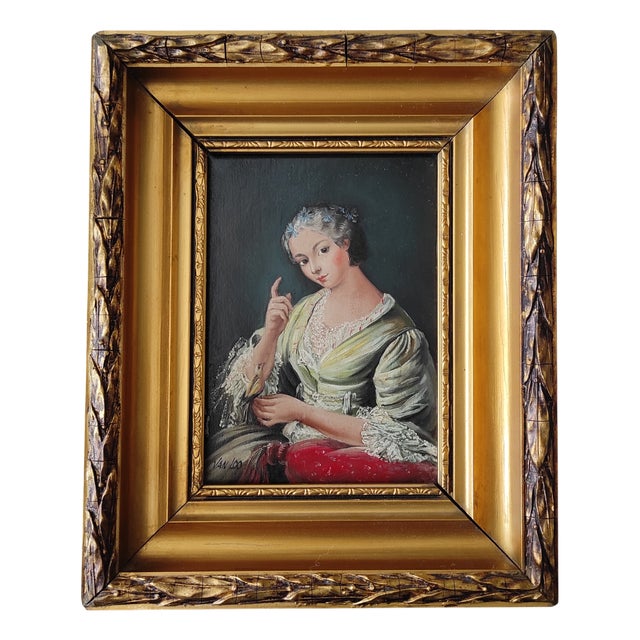 After Van Loo, Miniature Portrait of a Woman, 1800s, Oil Painting, Framed For Sale