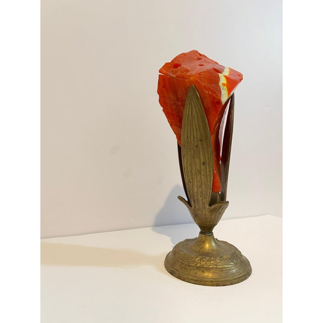 Abstract Early Murano Glass Free Form Abstract Blown, Cut, Glass Sculpture in Bronze Vase, c.1930s-1940s For Sale - Image 3 of 8