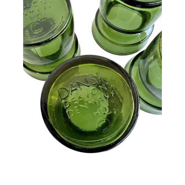 Mid-Century Modern Set of 6 Vintage Dansk Denmark Ihq Green Glass Stackable Candle Holders - Jens Quistgaard MCM For Sale - Image 3 of 6