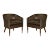 Set of Sublime Hand Dyed Barrel Back Tub Armchairs in Brown Leather For Sale