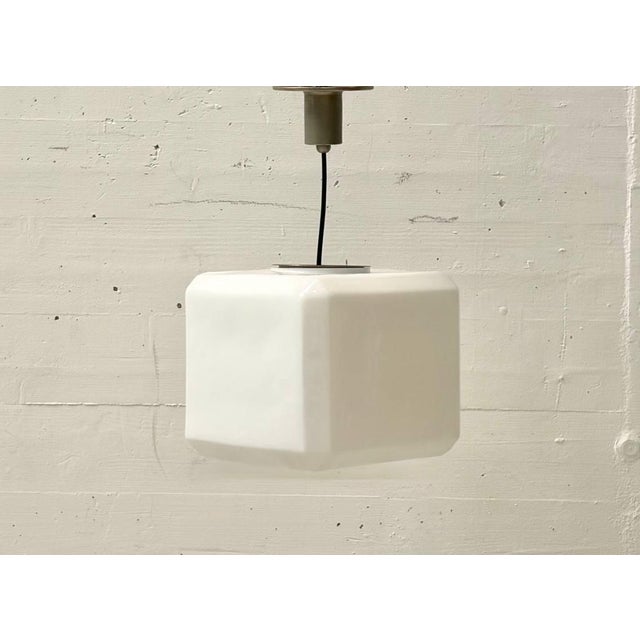 Contemporary Vintage Glass Pendant Lights with Cubic Opal Glass, 1940s For Sale - Image 3 of 18