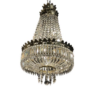 Louis XV Eight-Light Cage Chandelier with Crystal and Gilt Bronze Pendants, 1890s For Sale