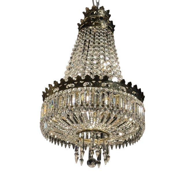 Louis XV Eight-Light Cage Chandelier with Crystal and Gilt Bronze Pendants, 1890s For Sale