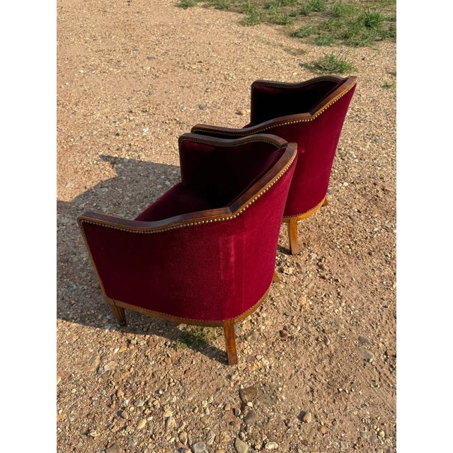 1940s 1940s Classic French Art Deco Barrel Back Club Chairs - A Pair For Sale - Image 5 of 12