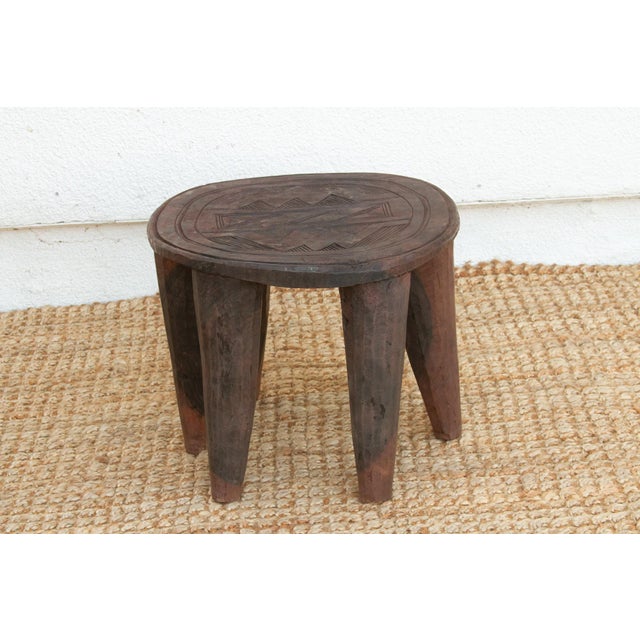 Small Solid Wood Carved Nupe Table For Sale - Image 4 of 8