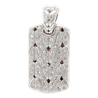John Hardy White Sapphire Naga Dog Tag Pendant For Sale