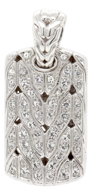 John Hardy White Sapphire Naga Dog Tag Pendant