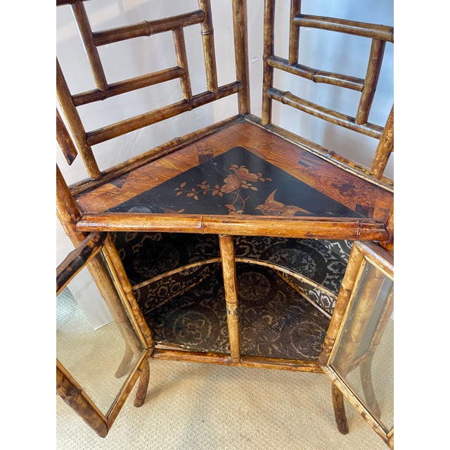 Rare Bamboo & Lacquer Corner Cabinet, Perret & Vibert c.1870 For Sale - Image 11 of 17