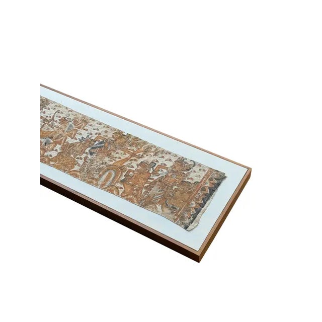 Brown Bali Hindu Textile Framed 'Kamasan' Painting, Indonesia C. 1950 For Sale - Image 8 of 16
