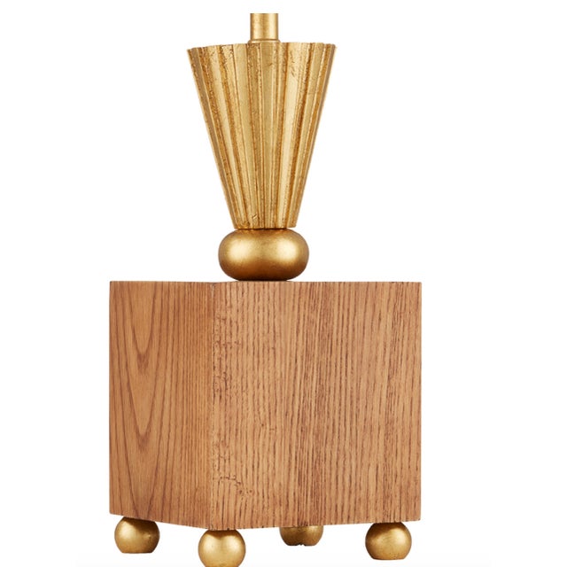 Mid-Century Modern Currey & Company Contemporary Wood and Metal Table Lamps For Sale - Image 3 of 4