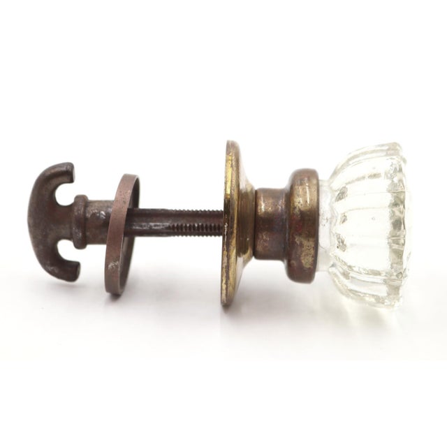 Traditional Vintage Clear Fluted Glass Closet Door Knob Set For Sale - Image 3 of 5