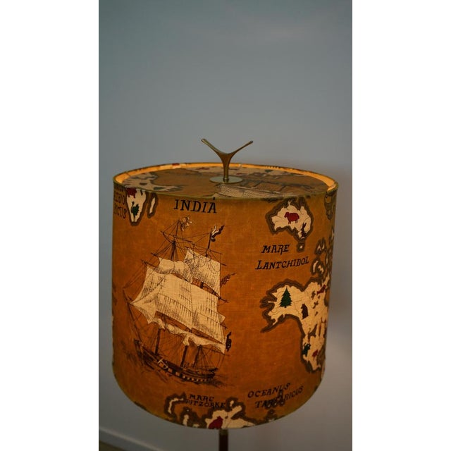 Rupert Nikoll Mid-Century Linen and Teak Floor Lamp attributed to Rupert Nikoll, 1950s For Sale - Image 4 of 12