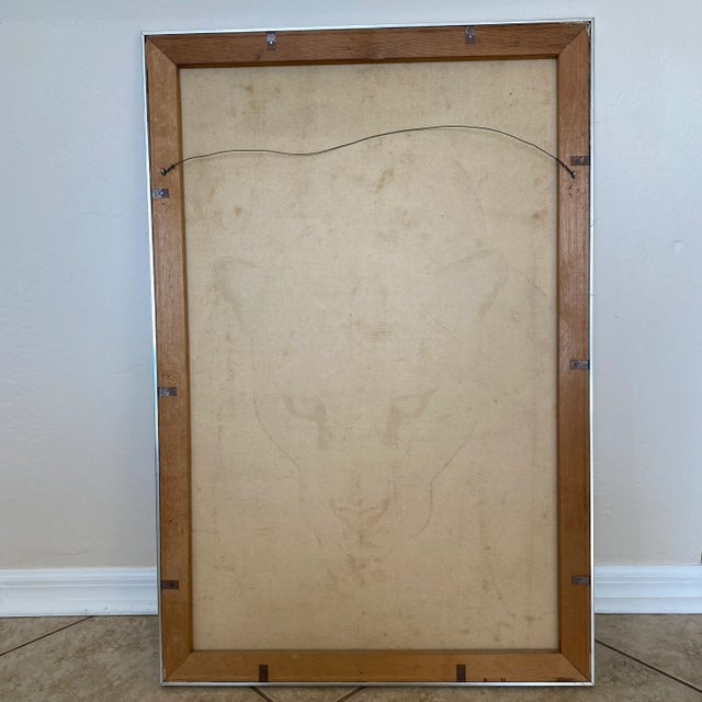 Vintage Cheetah Oil Painting Signed by Allen 1976 For Sale - Image 12 of 12