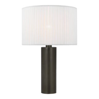 Paloma Contreras for Visual Comfort Signature Sylvie Medium Table Lamp in Bronze with Silk Pleat Shade For Sale