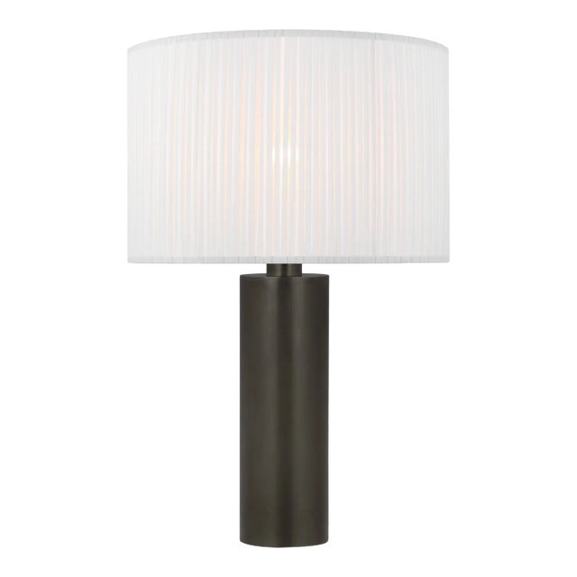 Paloma Contreras for Visual Comfort Signature Sylvie Medium Table Lamp in Bronze with Silk Pleat Shade For Sale