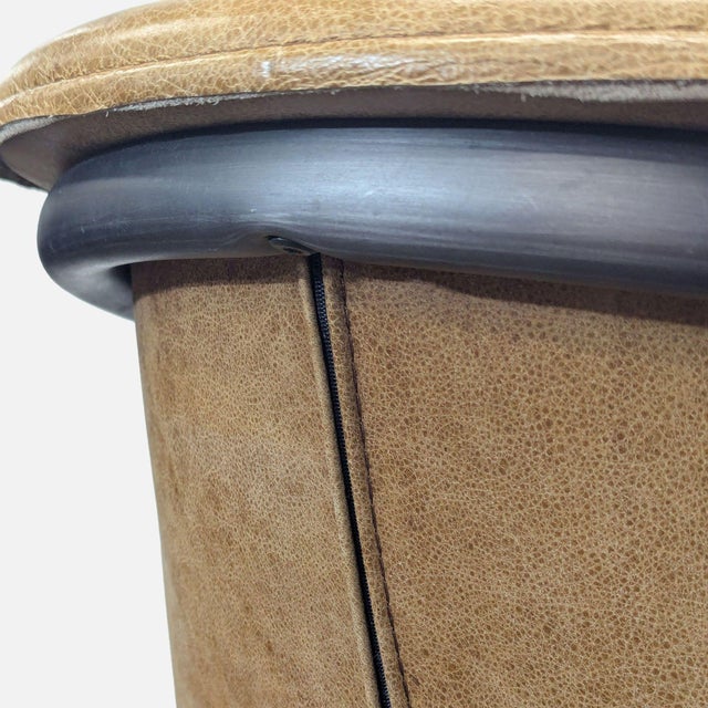 Industrial Style Lounge Chair With Metal Frame and Brown Leather Seat For Sale - Image 10 of 10
