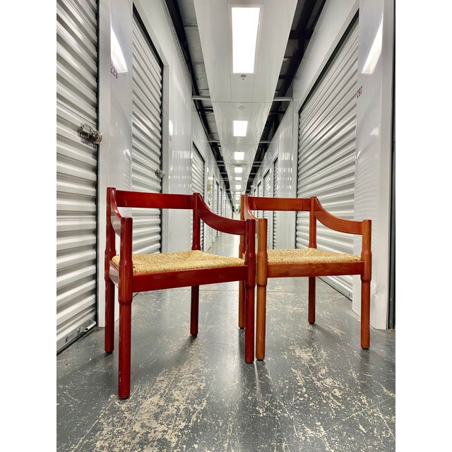 Mid-Century Modern Pair Vico Magistretti Carimate Chairs (Attributed to Cassina Production) For Sale - Image 3 of 12
