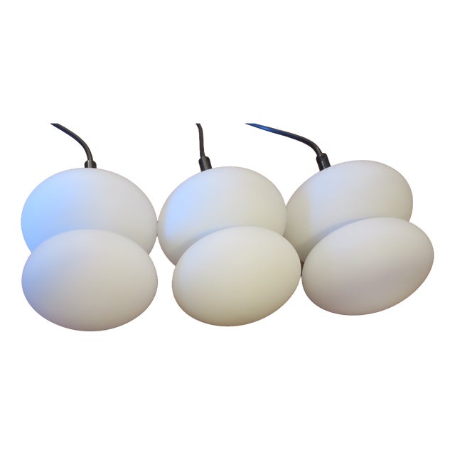 Mid-Century Opal Glass Pendant Lights, Set of 3 For Sale