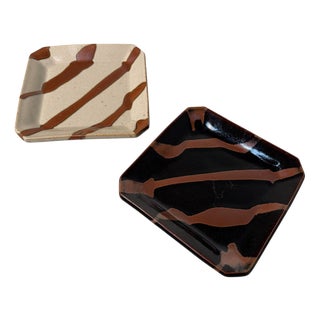 Japanese Ceramic Trays by Mashiko Ware, 1970s, Set of 2 For Sale
