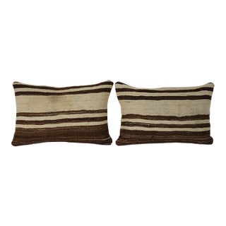 Turkish Hemp Kilim Pillow Cover - A Pair For Sale