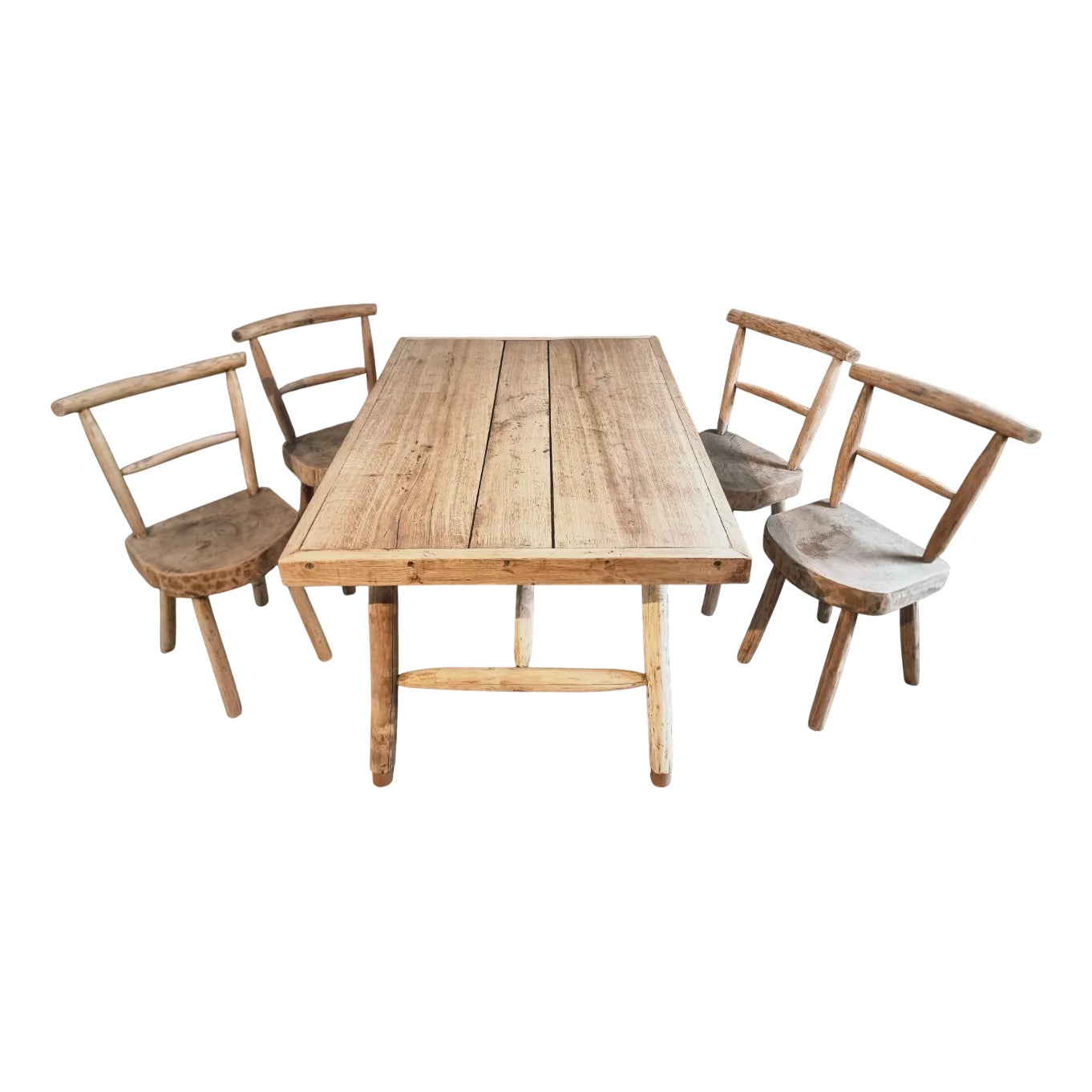 Rustic Handcrafted Dining Set with Oak and Ash, Table and 4 Chairs ...