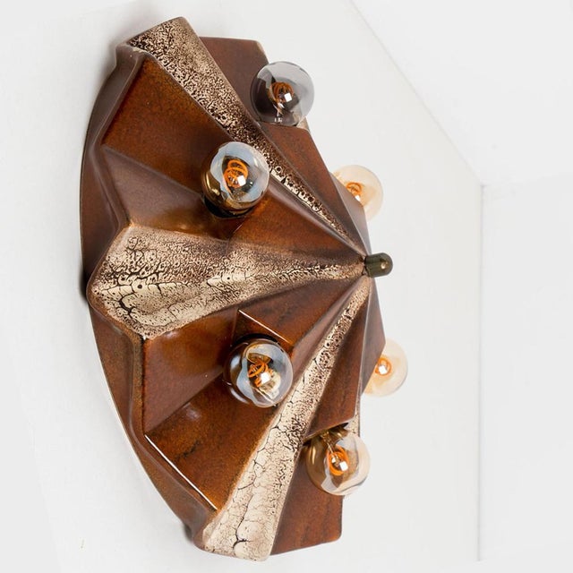 German Caroussel Brown Ceramic Lamp from Pan, 1970s For Sale - Image 13 of 16