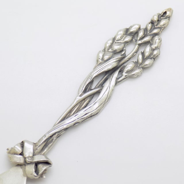 Metal Vintage Italian Handmade Genuine Silver Cocktail Fork With Wheat Corn Decoration For Sale - Image 7 of 10