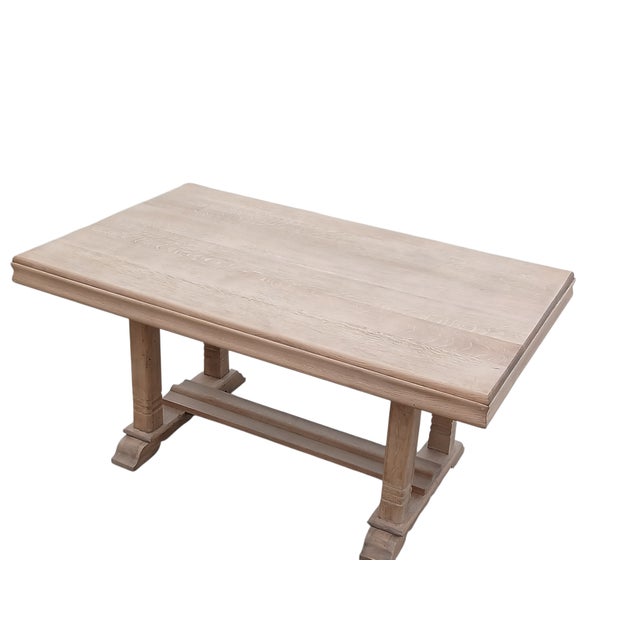 Vintage French Trestle Farmhouse Dining Table in Oak by Master Cabinetmakers Postaire, 1940s For Sale - Image 6 of 11