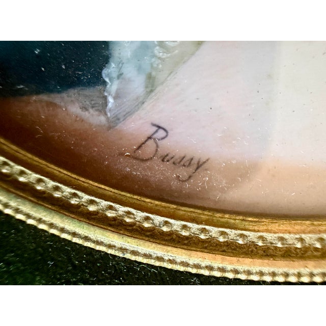 Late 19th Century Rare Signed Antique French Louis XVI Style Miniature Portrait in Ormolu Frame Signed Bussy For Sale - Image 4 of 11