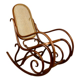 Vintage Brown Rocking Chair by Michael Thonet For Sale