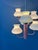 Metal Mid-Century White Opaline Glass Chandelier with Pink Frame For Sale - Image 7 of 13