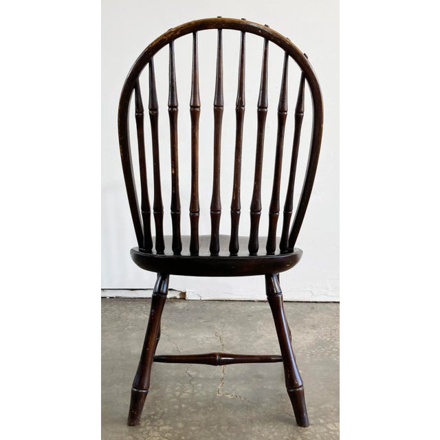 Brown Antique Windsor Style Wood Spindle Chair For Sale - Image 8 of 12