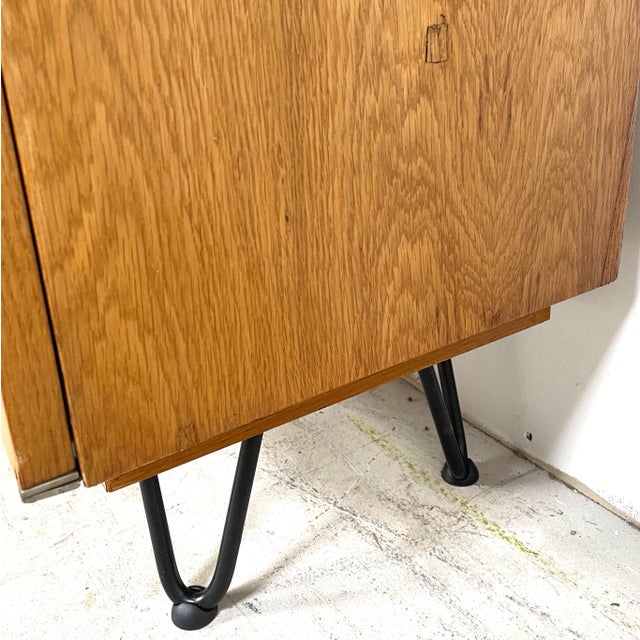 Highboard on Hairpin Legs in Oak For Sale - Image 10 of 17