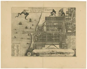 Map of Batavia Castle and City by van der Aa, 1728
