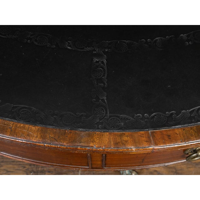 Wood English Regency 1840s Mahogany Rent Table with Leather Top and Eight Drawers For Sale - Image 7 of 12