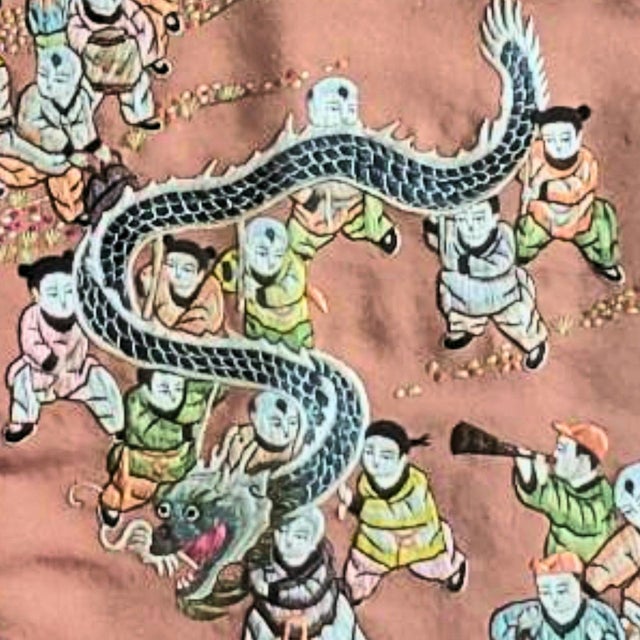 Early 20th Century Antique Chinese Silk Dragon Tapestry | Framed Chinoiserie Panel For Sale - Image 5 of 11